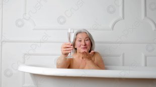 granny in the tub