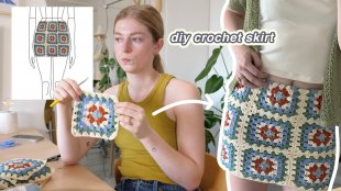 you tube crochet granny square skirt