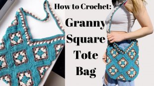 you tube crochet granny rectangle market bag
